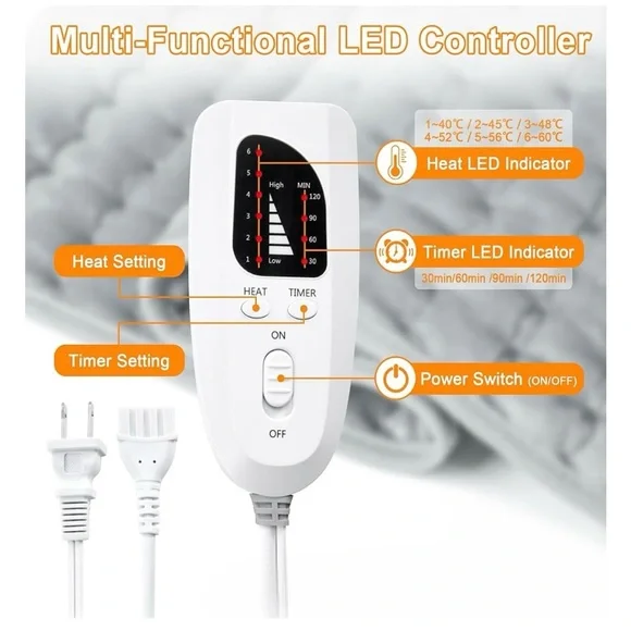 Gray Electric Heating Pad with Controller - Picture 8 of 16